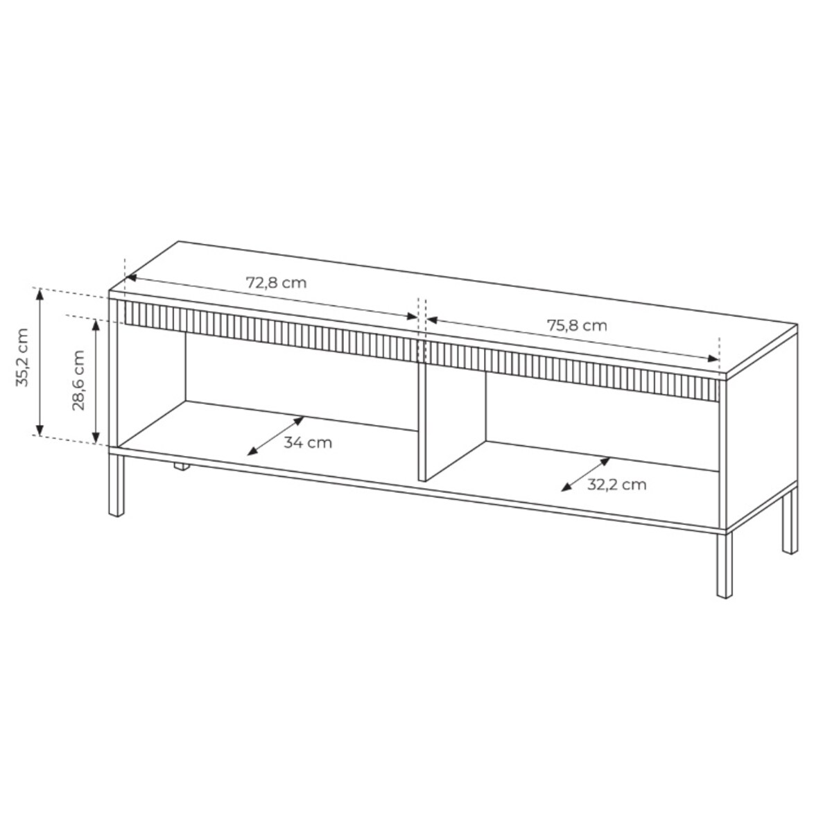 Szafka RTV 153 2D ENSO czarna na metalowych nóżkach
