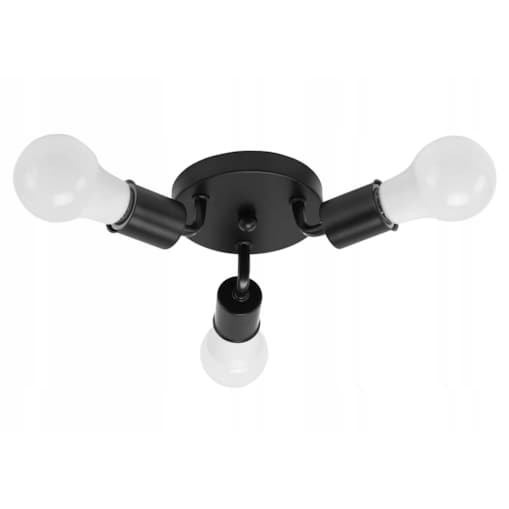 Lampa Sufitowa Plafon Potrójna Metalowa Black 3