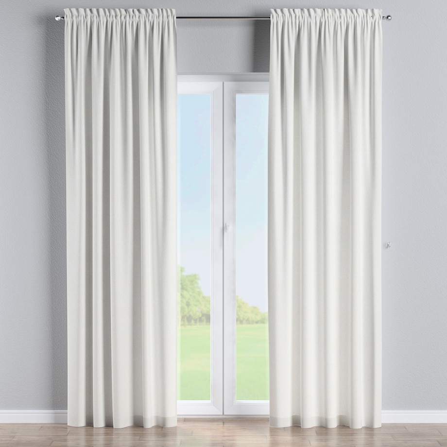 Zasłona na kanale z grzywką 1 szt. 130x245 śmietankowa biel, listki