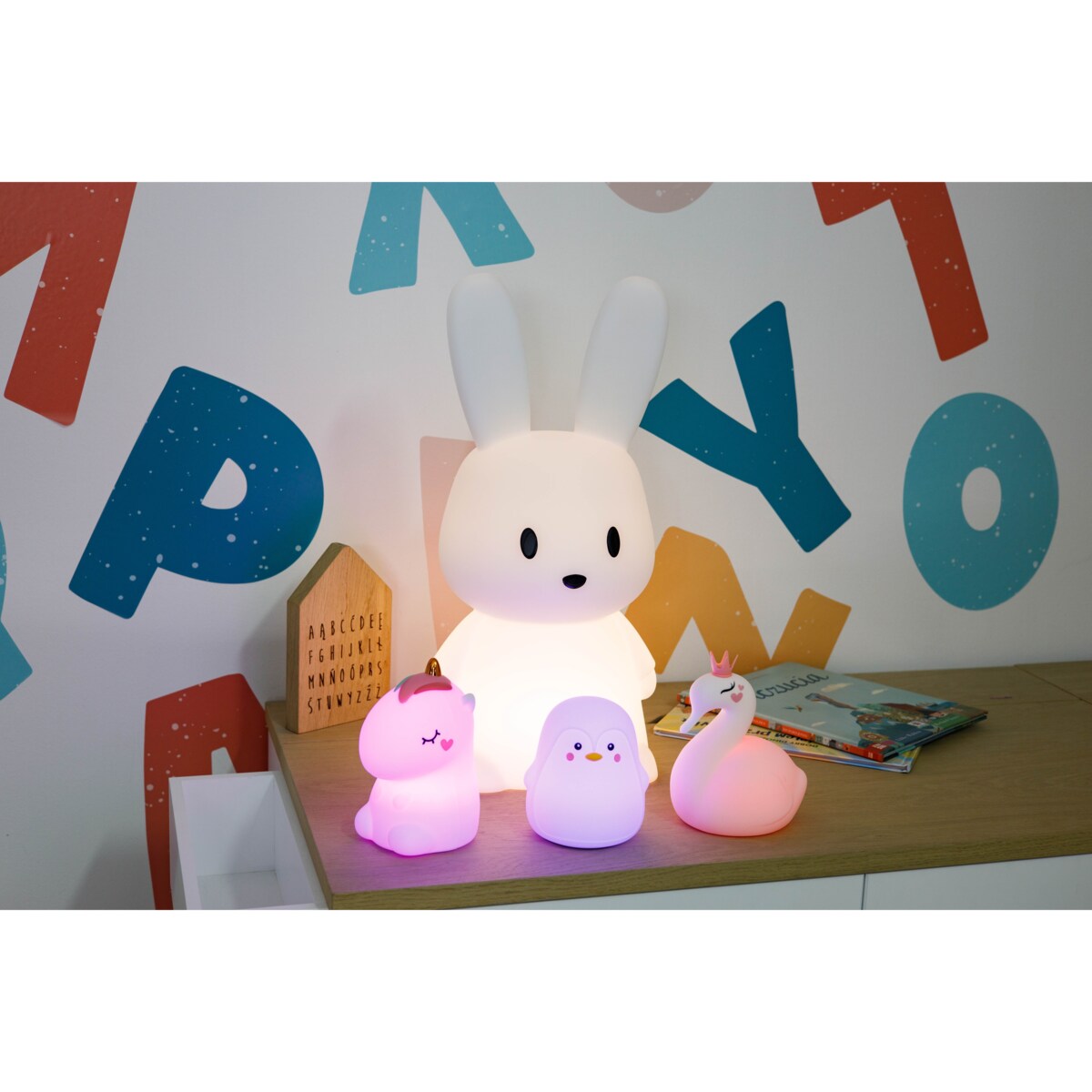 Innogio GIOpenguin silikonowa lampka nocna dotykowa dla dzieci LED 8 kolorów ładowana