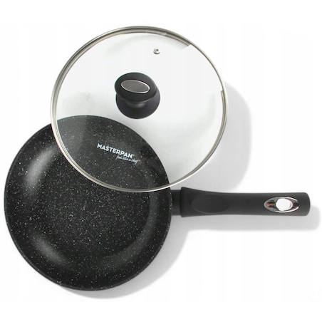 Patelnia Granitowa Pokrywka 20 Cm Plaster Miodu Indukcja Gaz 1.0L Wysoka 4.5