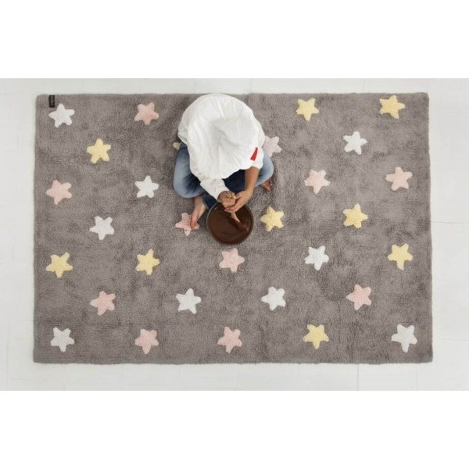 Dywan Bawełniany Tricolor Star Grey Pink 120x160 cm Lorena Canals