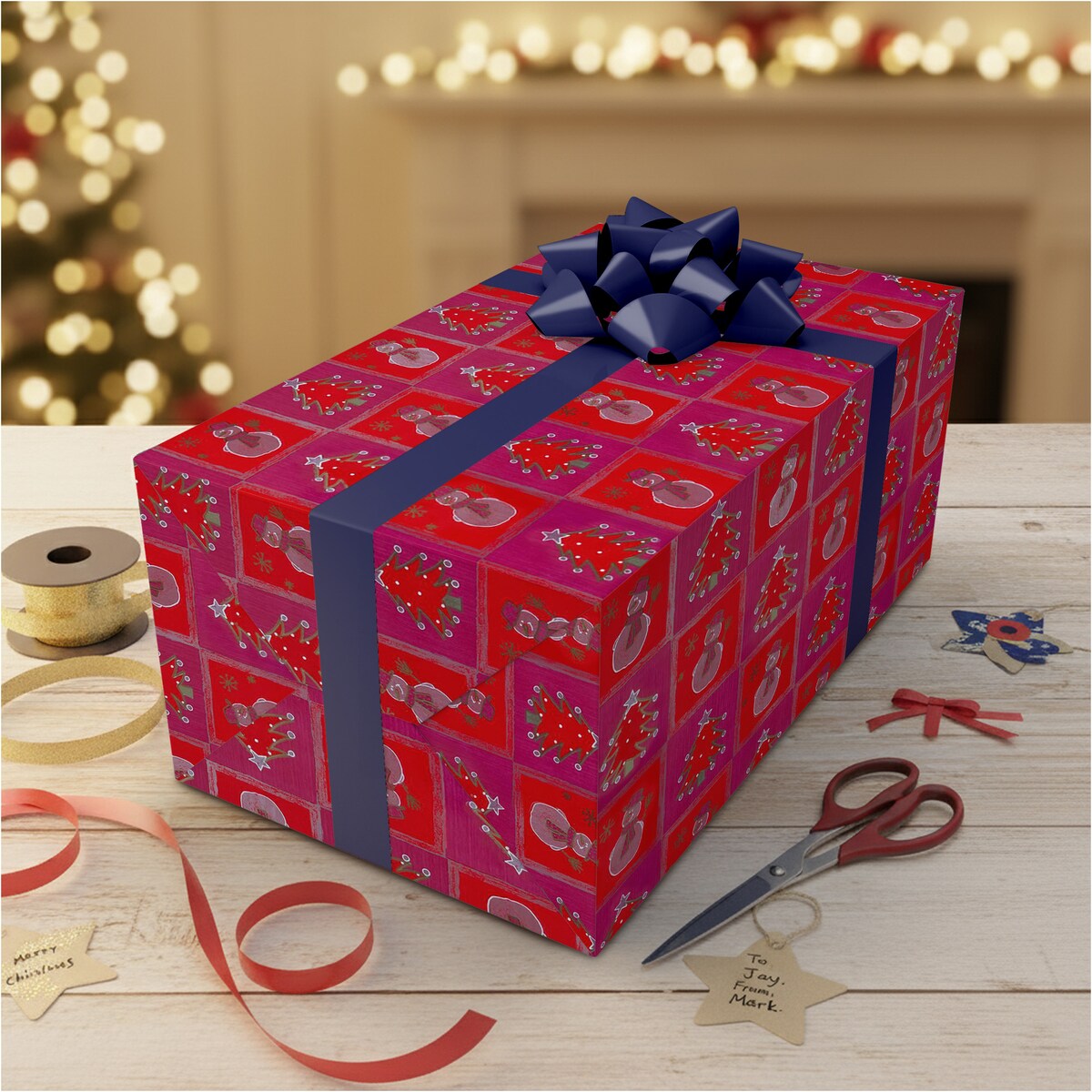 Papier Prezentowy Do Pakowania Prezentów 25 m MEGAROLKA Świąteczny Do Paczek Boże Narodzenie Ozdobny
