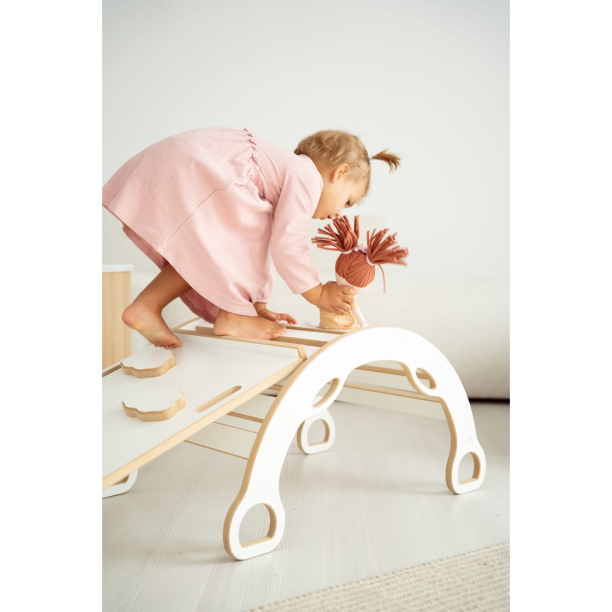 MAŁY bujak montessori z uchwytami + MAŁA zjeżdżalnia CHMURKI