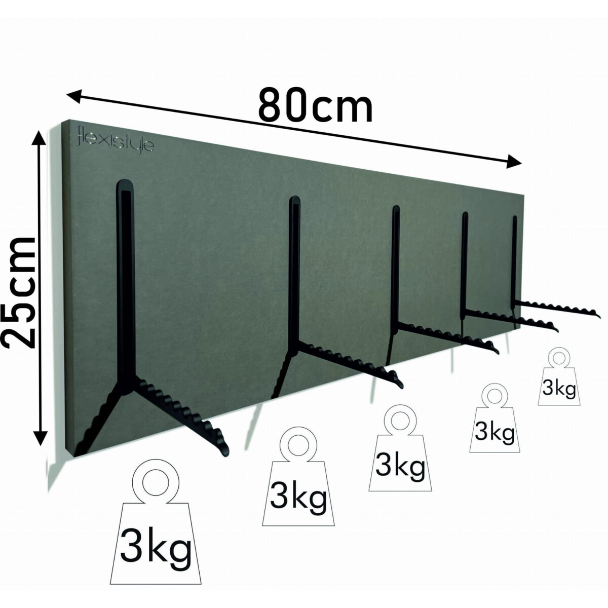 Wieszak na Ubrania szary 25x80cm na kurtki