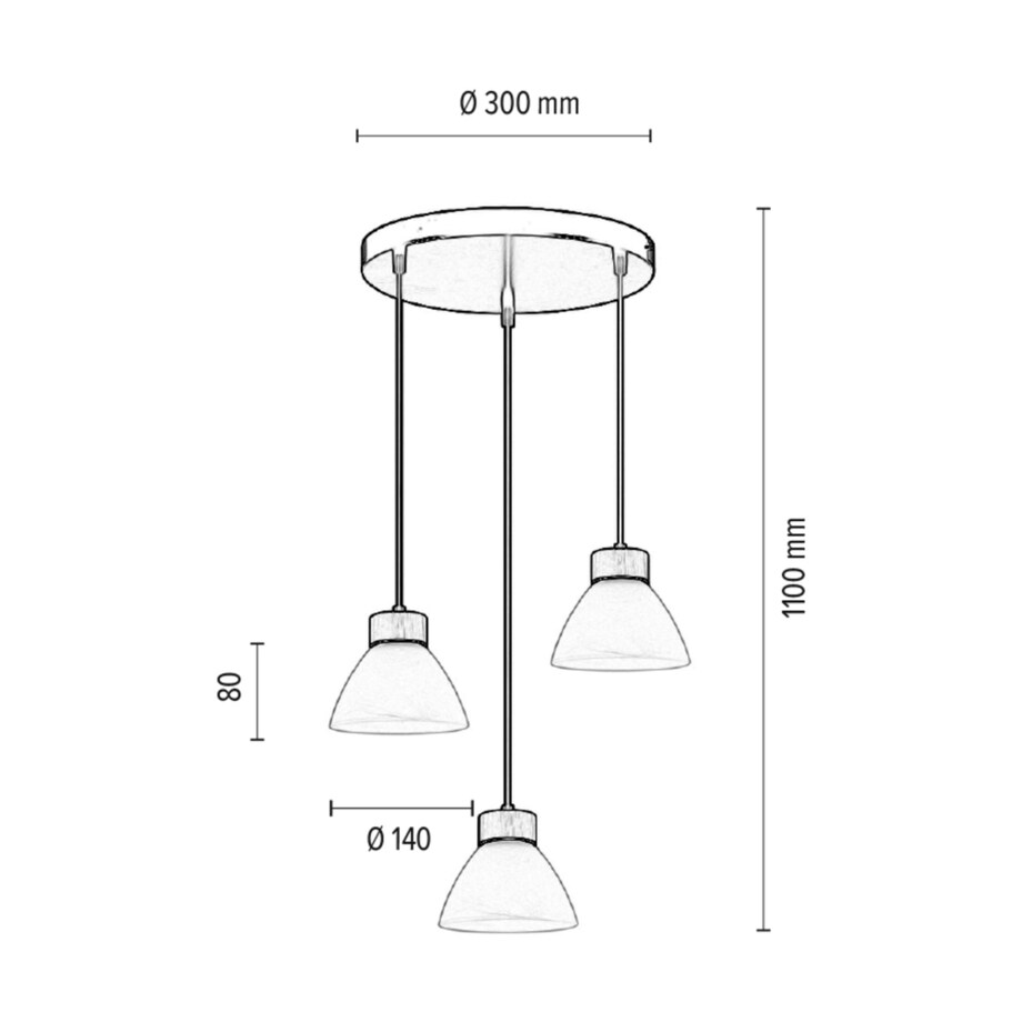 Drewniana Lampa Wisząca BRITOP Lighting 3xE27 Max.40W Dąb Olejowany FSC z Białym Szkłem i Akcentem Czerni, 1 szt.