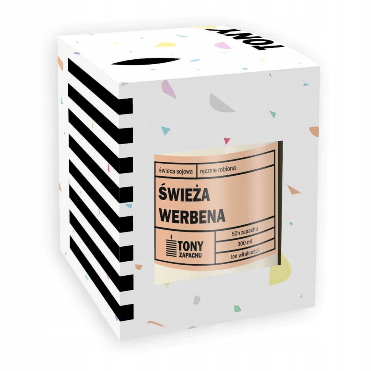 Świeca sojowa naturalna zapachowa ŚWIEŻA WERBENA- najlepsza aromatyczna bezpieczna ręcznie robiona w szklanym słoiczku 300ml 50h palenia na prezent upominek