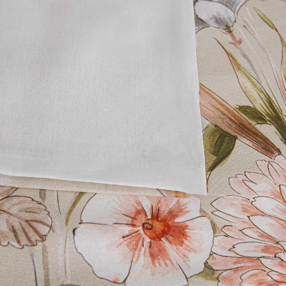 Pościel bawełniana 200x220 Cottonlove Exclusive Sidelya beżowa w kolorowe kwiaty