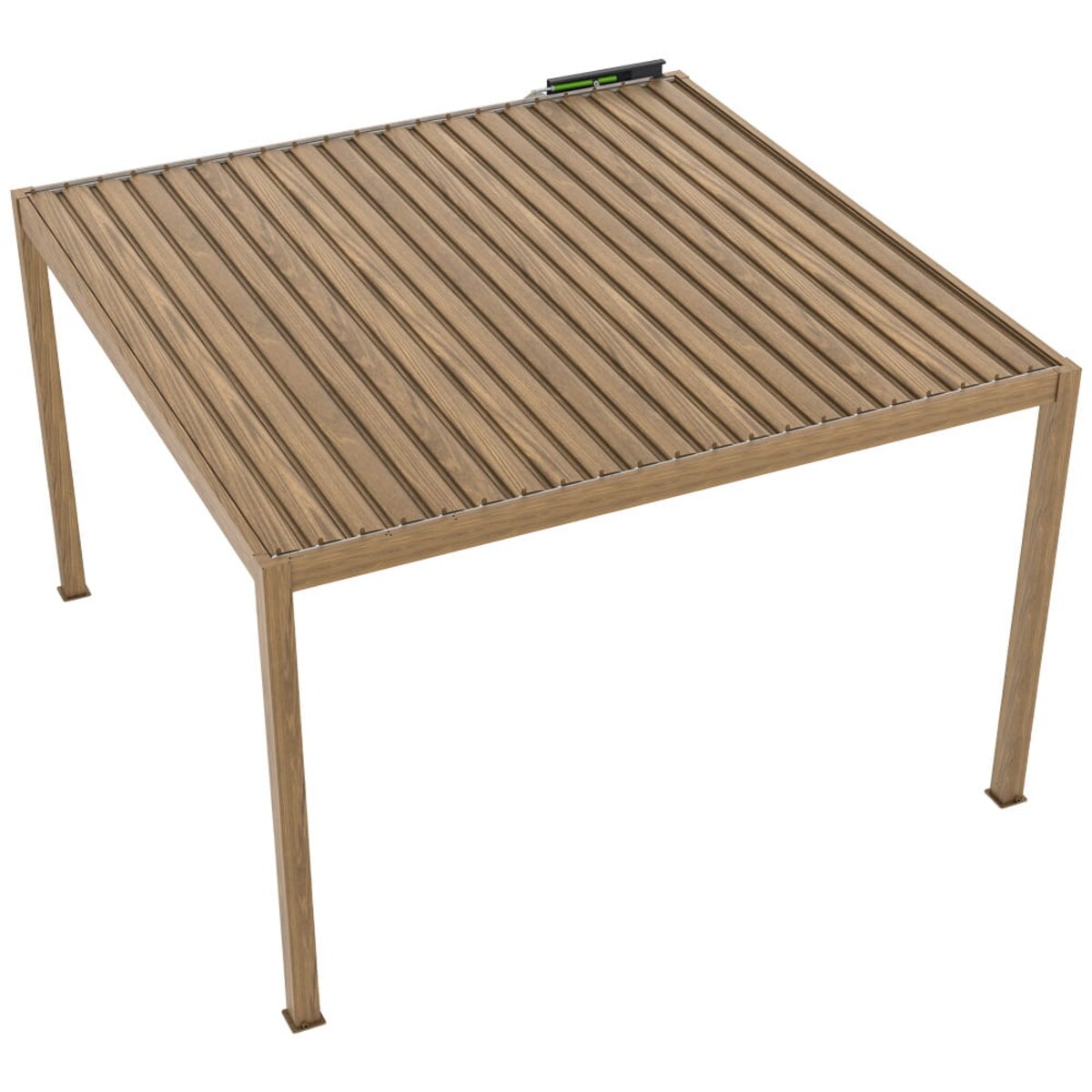 Pergola ogrodowa w kolorze drewna, oświetlenie LED Luxe 4x4m aluminiowa