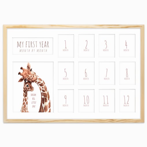 Ramka z drewna PIERWSZY ROCZEK - kolaż na 13 zdjęć My First Year 40x60 cm