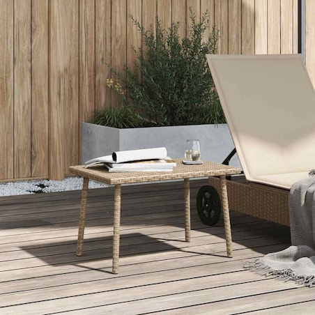 vidaXL Stolik kawowy ogrodowy prostokątny beżowy 60x40x37cm polirattan