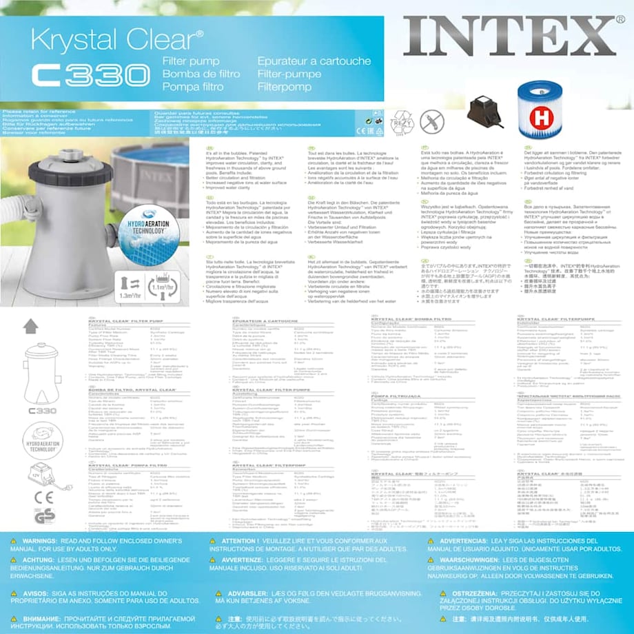 Intex Pompa z filtrem kartridżowym, 1250 L/h, 28602GS