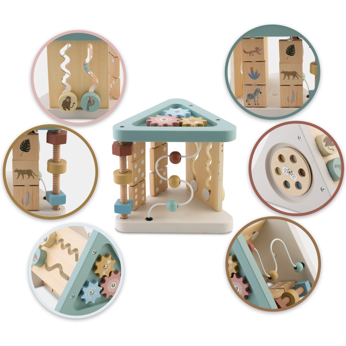 Zabawka drewniana sensoryczna kostka edukacyjna Nukido