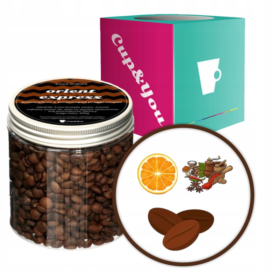 Kawa aromatyzowana smakowa ORIENT EXPRESS ziarnista ARABICA Cup&You 200g na prezent upominek dla kobiety mężczyzny faceta mamy taty żony męża