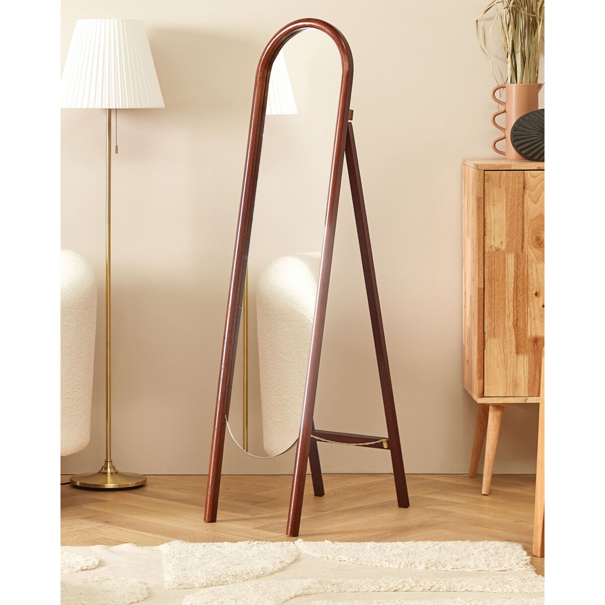 Lustro stojące 30 x 150 cm ciemne drewno CHELLES