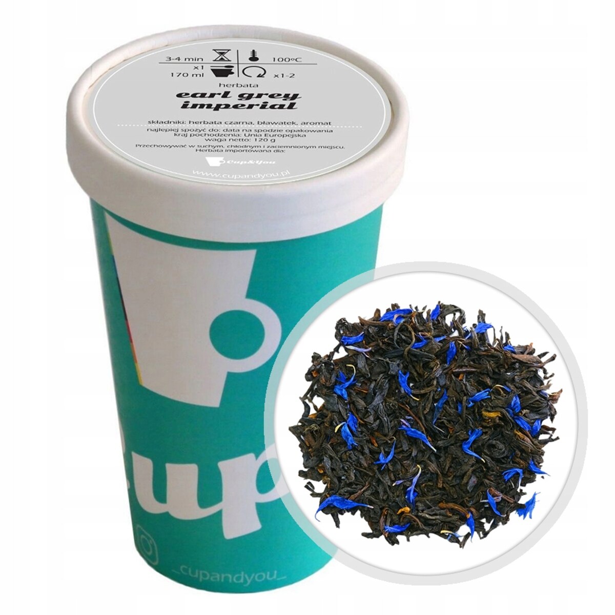 Herbata czarna EARL GREY IMPERIAL premium sypana bławatek na prezent 120g - herbata liściasta sypana mieszanka napar susz