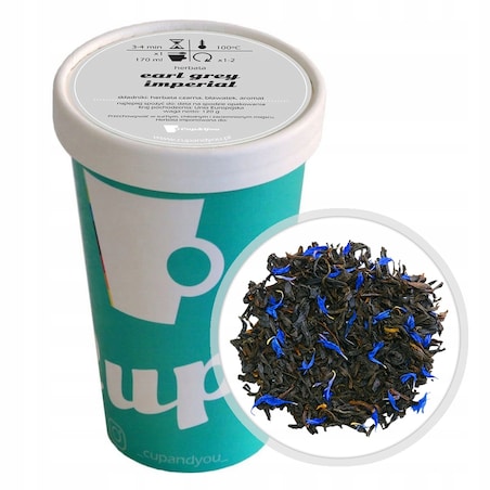 Herbata czarna EARL GREY IMPERIAL premium sypana bławatek na prezent 120g - herbata liściasta sypana mieszanka napar susz