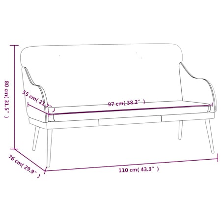vidaXL Ławka, kremowa, 110x76x80 cm, tapicerowana sztuczną skórą