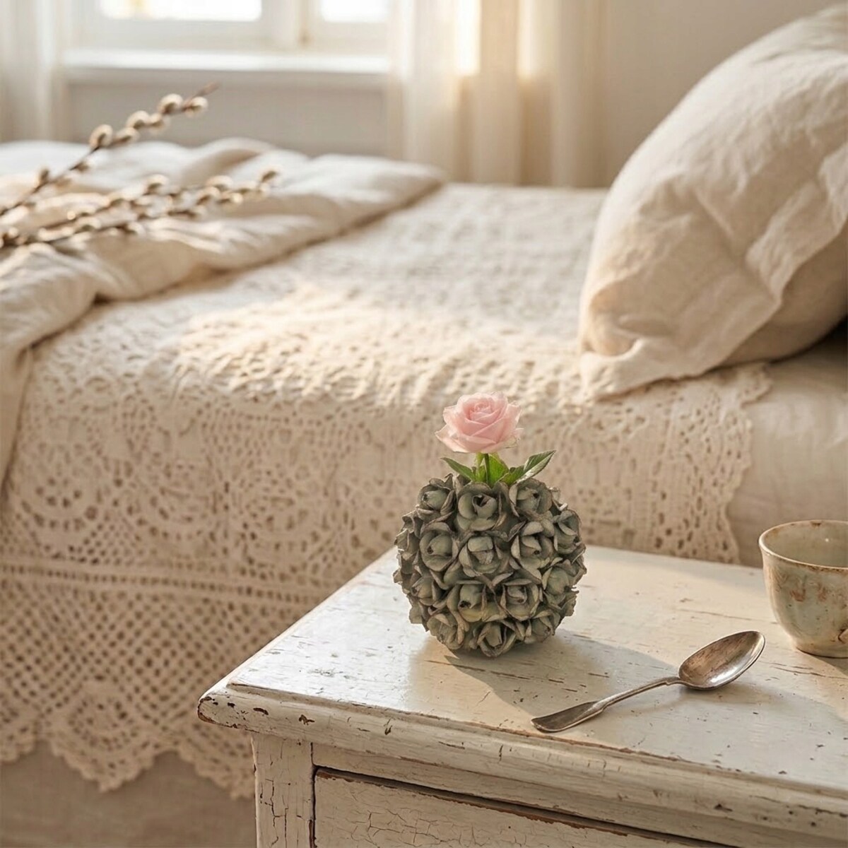 MAŁY WAZONIK WAZON NA JEDEN KWIAT RÓŻE KWIATY 10cm BOHO LOFT RETRO ZIELONY