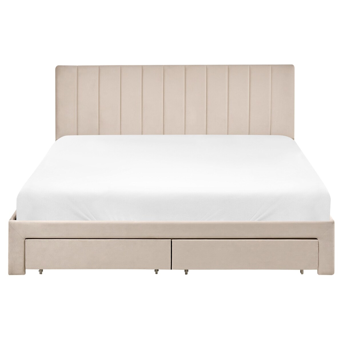 Łóżko z szufladami Welur LONZAC 160 x 200 cm Beżowy