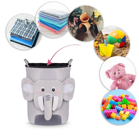 Kosz na zabawki akcesoria ze ściągaczem Nukido szary