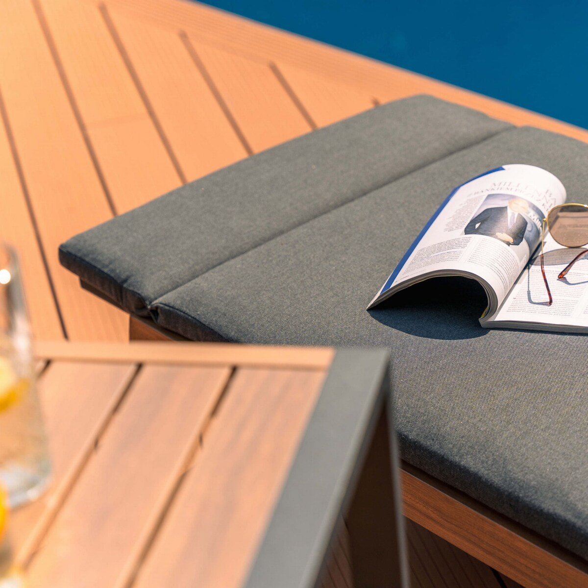 Leżak ogrodowy Duisburg szary, na kółkach