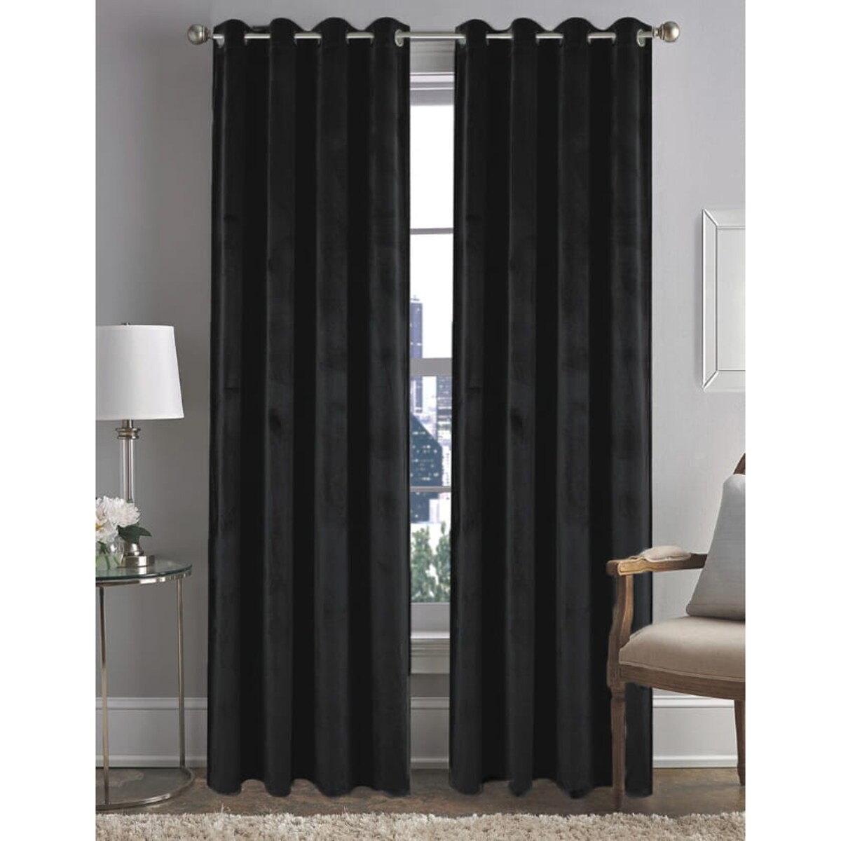 Zasłony welurowe 140x250 czarne przelotka