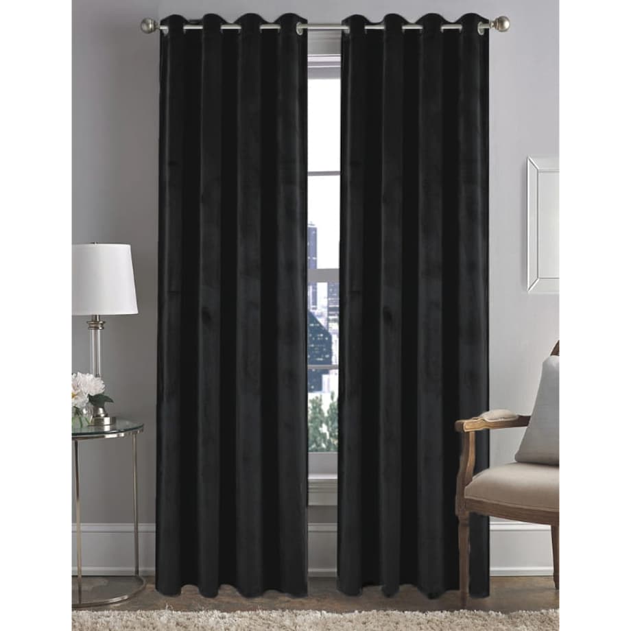 Zasłony welurowe 140x250 czarne przelotka