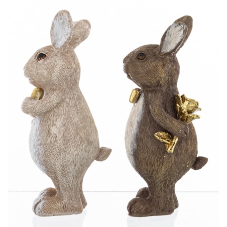 Dekoracja - para króliczków z prezentami 13x5,5x5,5 cm jasno i ciemnoszary