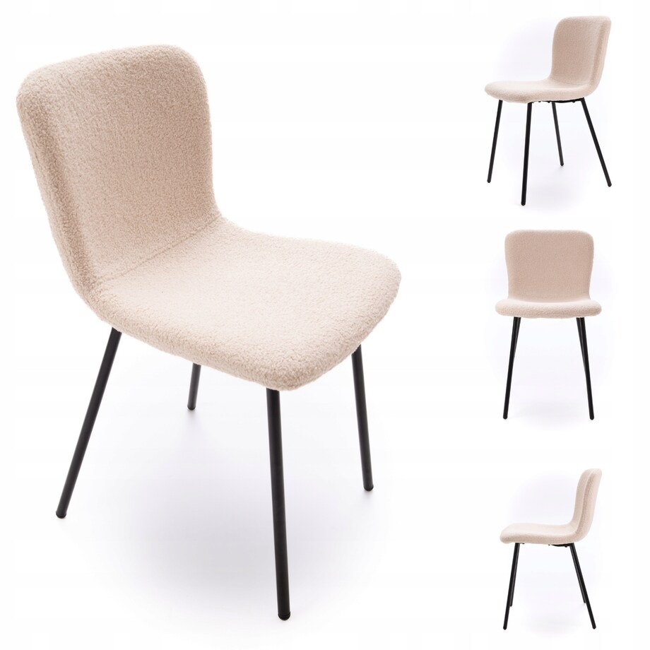 ZESTAW 4 SZTUK Krzesła VALTI Beżowo-Czarne Tapicerowane Nowoczesne TEDDY