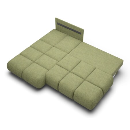 Pikowany Narożnik MILA rozkładany bez boczków lewy zielony
