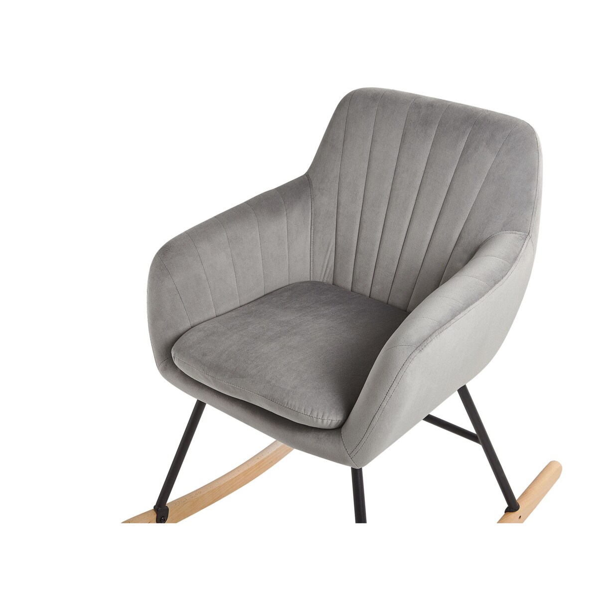 Fotel bujany welurowy szary LIARUM