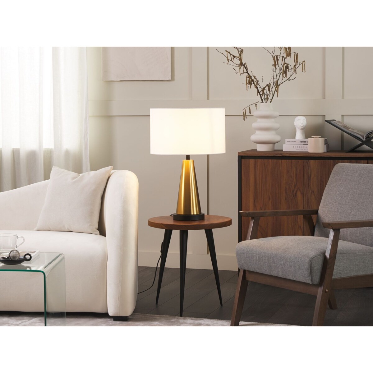 Lampa stołowa metalowa złota SANDON