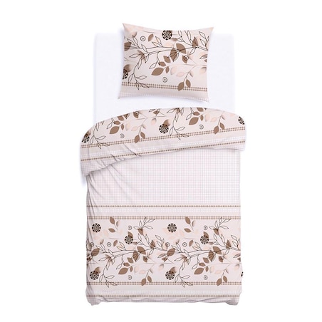 Pościel bawełniana 140x200 Rosalia w beżowe kwiaty, Cottonlove