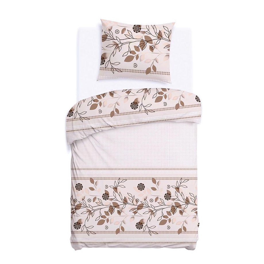 Pościel bawełniana 140x200 Rosalia w beżowe kwiaty, Cottonlove