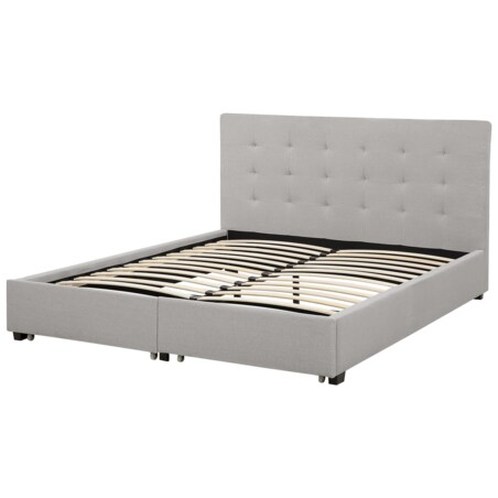 Łóżko z szufladami tapicerowane 180 x 200 cm jasnoszare LA ROCHELLE