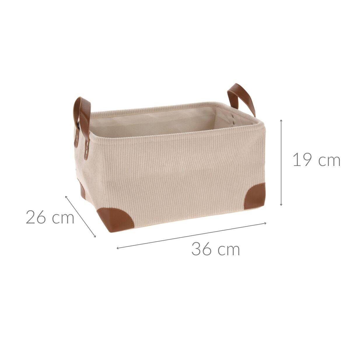 Koszyk do przechowywania, sztruks z uchwytami, 36 x 26 x 19 cm