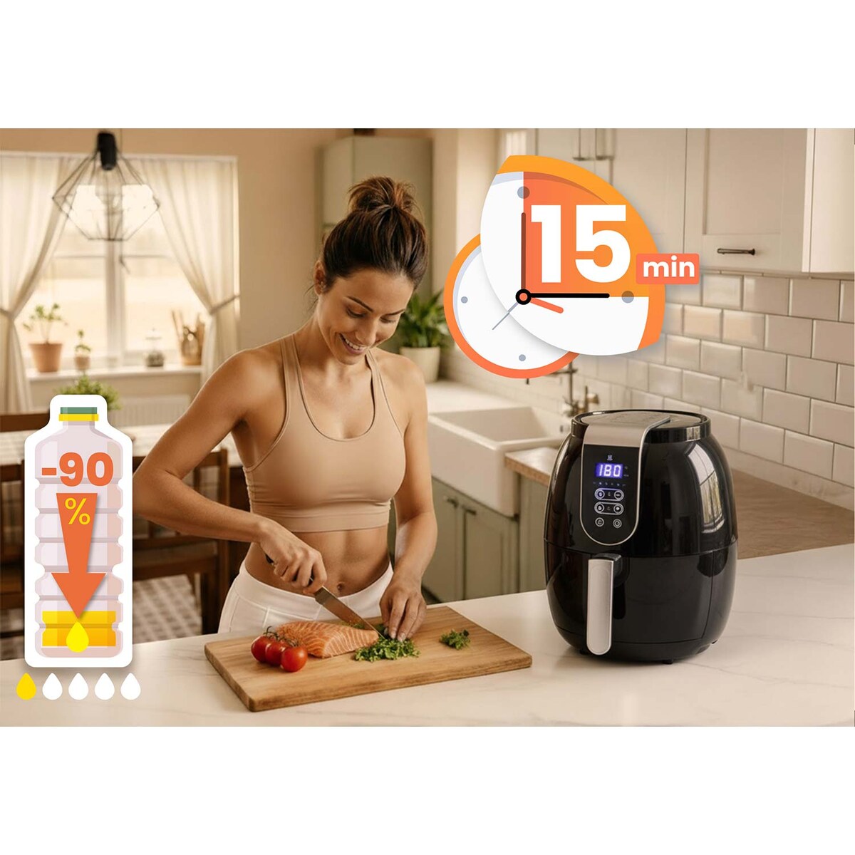 Frytkownica beztłuszczowa AIR FRYER mocna 3.6l Berdsen