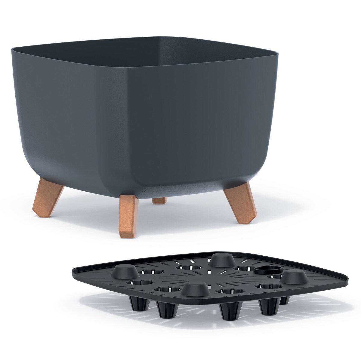 Doniczka Donica Ogrodowa 29 Cm Na Nóżkach Dekoracyjna Antracytowa