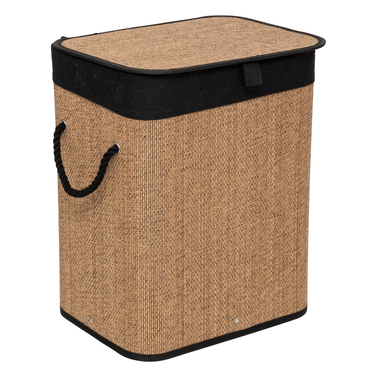 Kosz na pranie LUXE, 60 l, kolor czarny, bambus