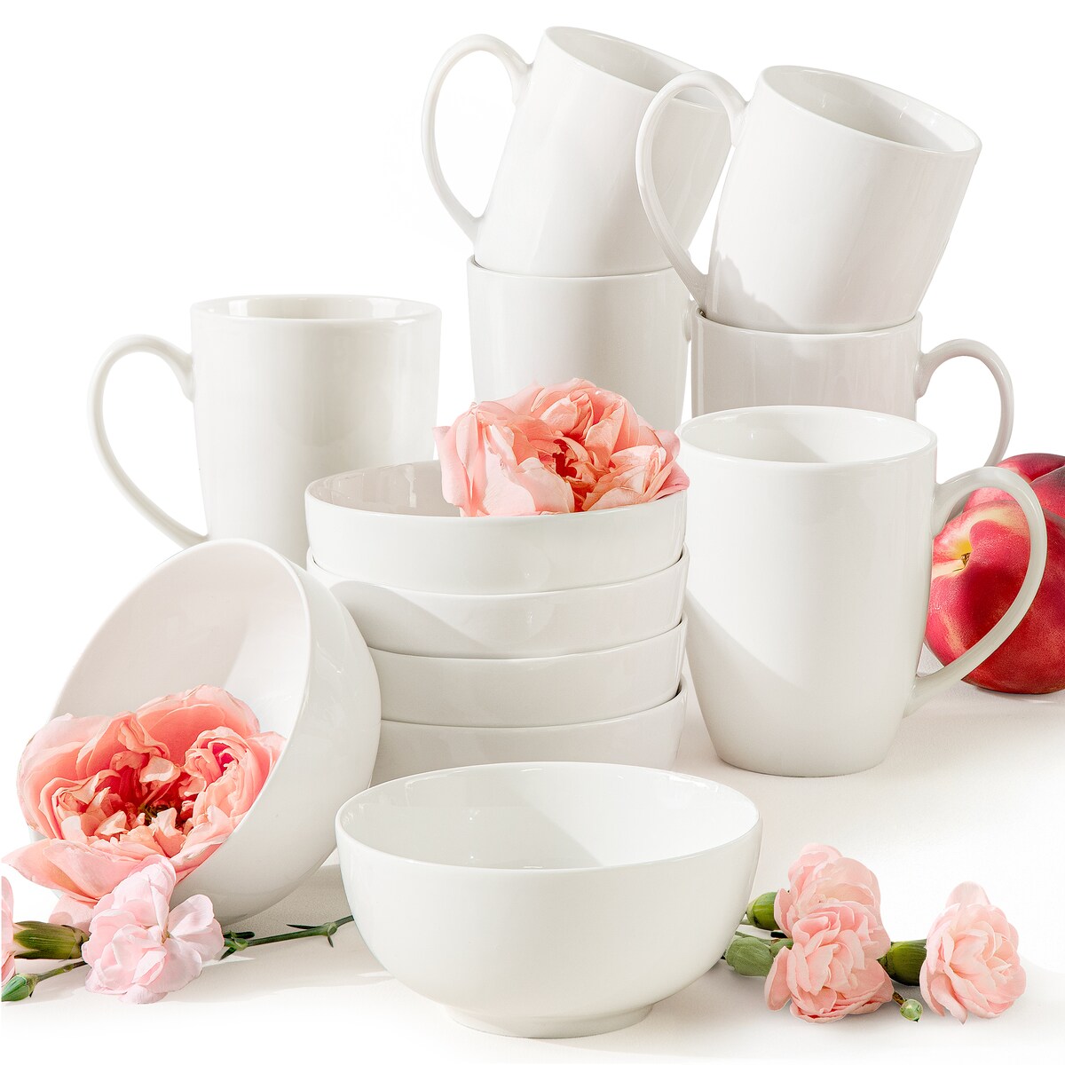 KONSIMO AD BELLA, Zestaw śniadaniowy 6 os. (12 el.), kolor ecru