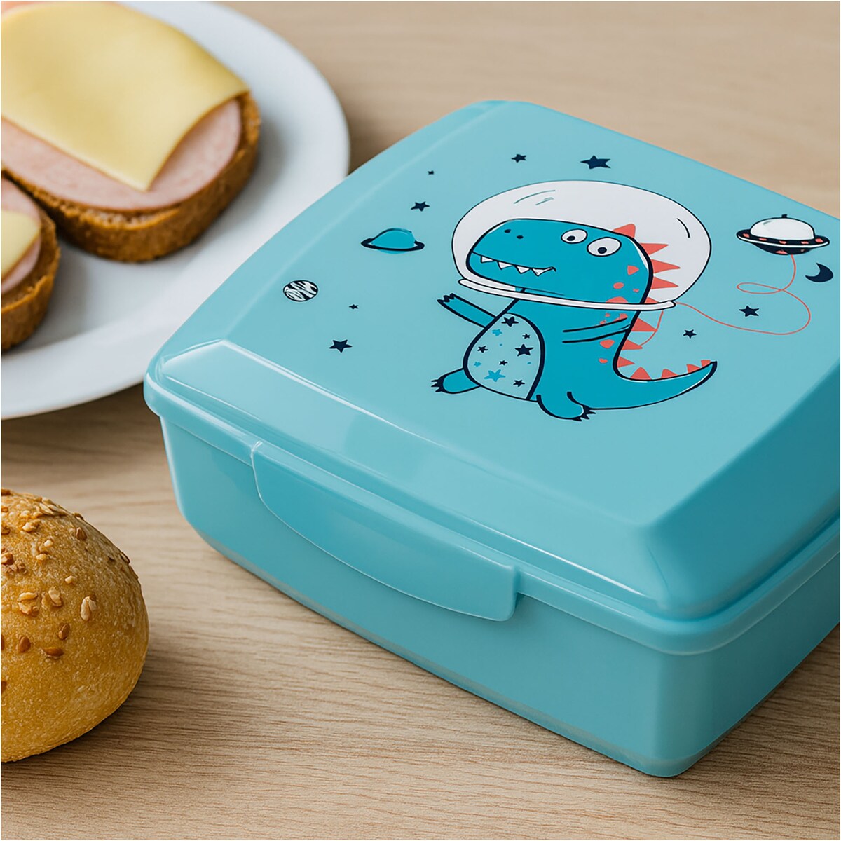 Pojemnik Śniadaniowy Dla Dzieci Lunchbox Na Śniadanie Chlebak Dziecięcy Dinozaur Niebieski