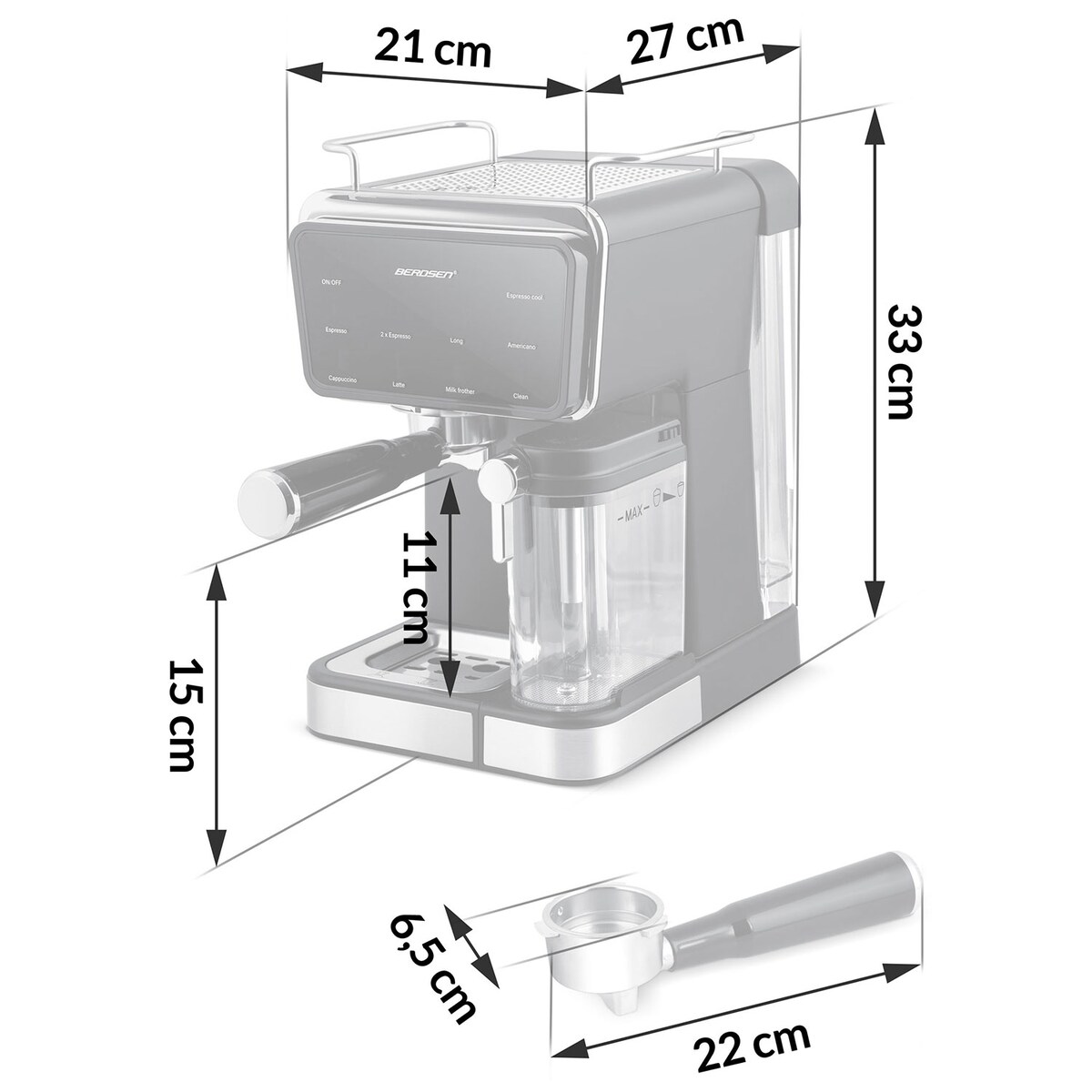 Ekspres do kawy ciśnieniowy kolbowy ze spieniaczem Berdsen BD-773 377300