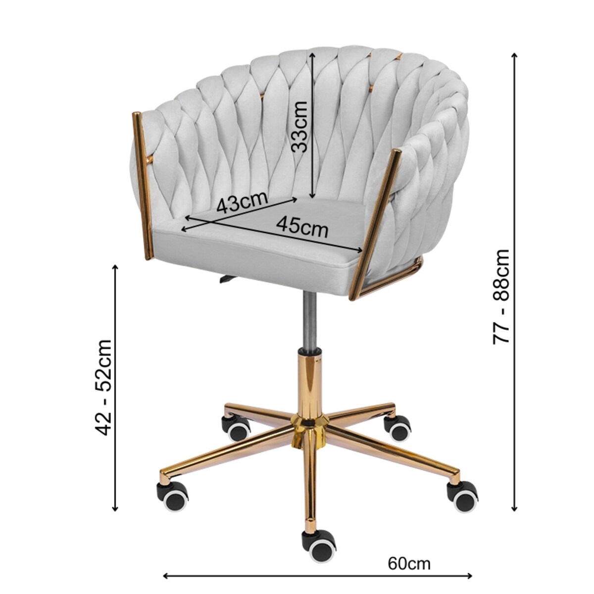 Fotel biurowy krzesło obrotowe regulowane welurowe szare