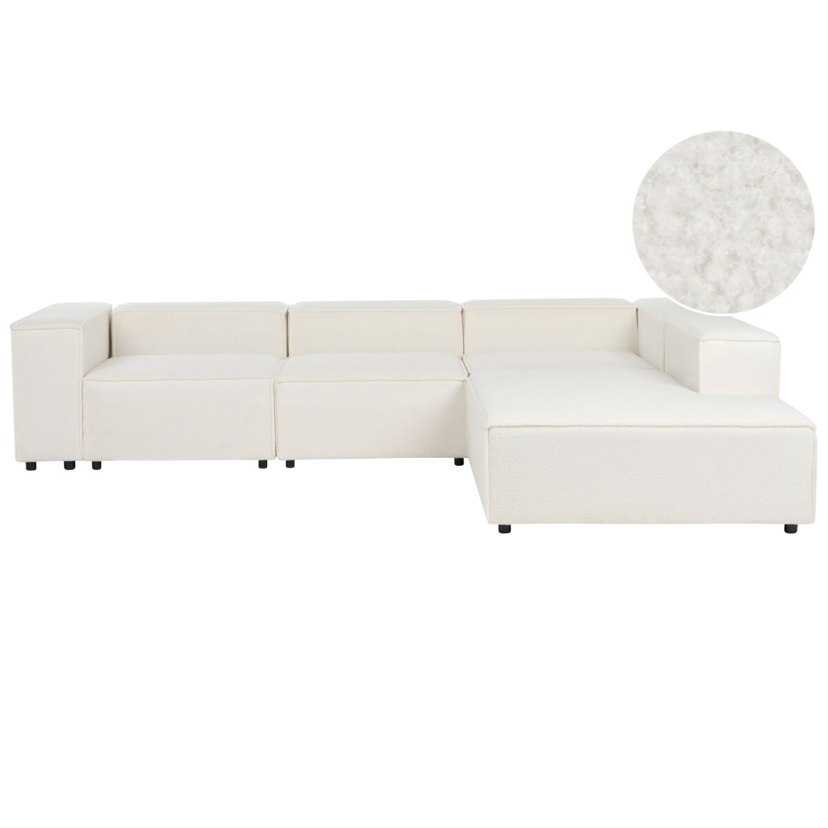 Narożnik modułowy ARDAL Boucle Biały dla 4 osób Lewostronny