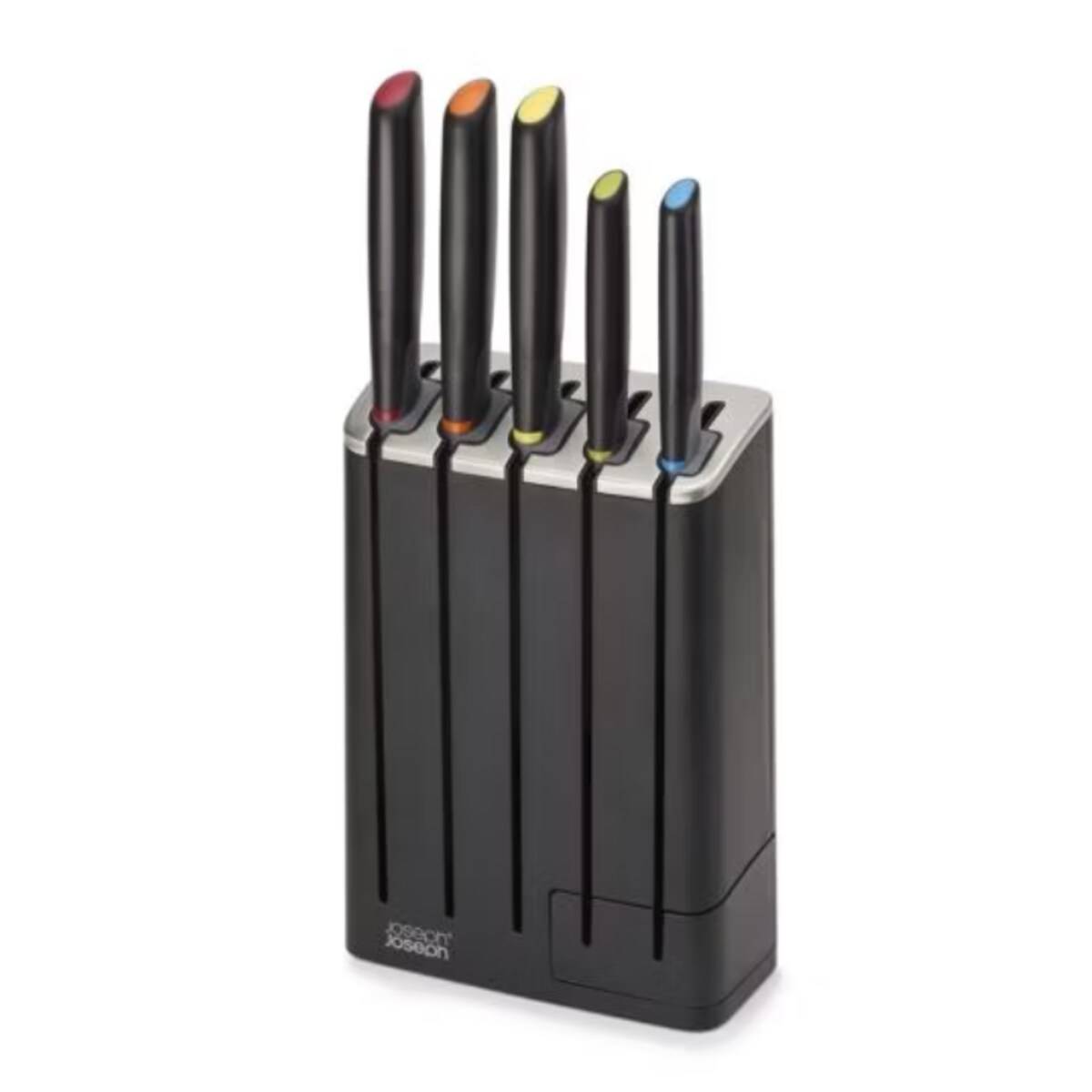 Zestaw 5 noży w bloku z ostrzałką Elevate, Joseph Joseph