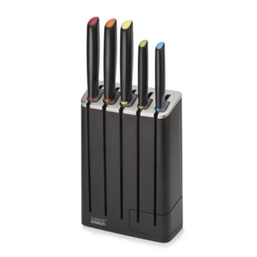 Zestaw 5 noży w bloku z ostrzałką Elevate, Joseph Joseph