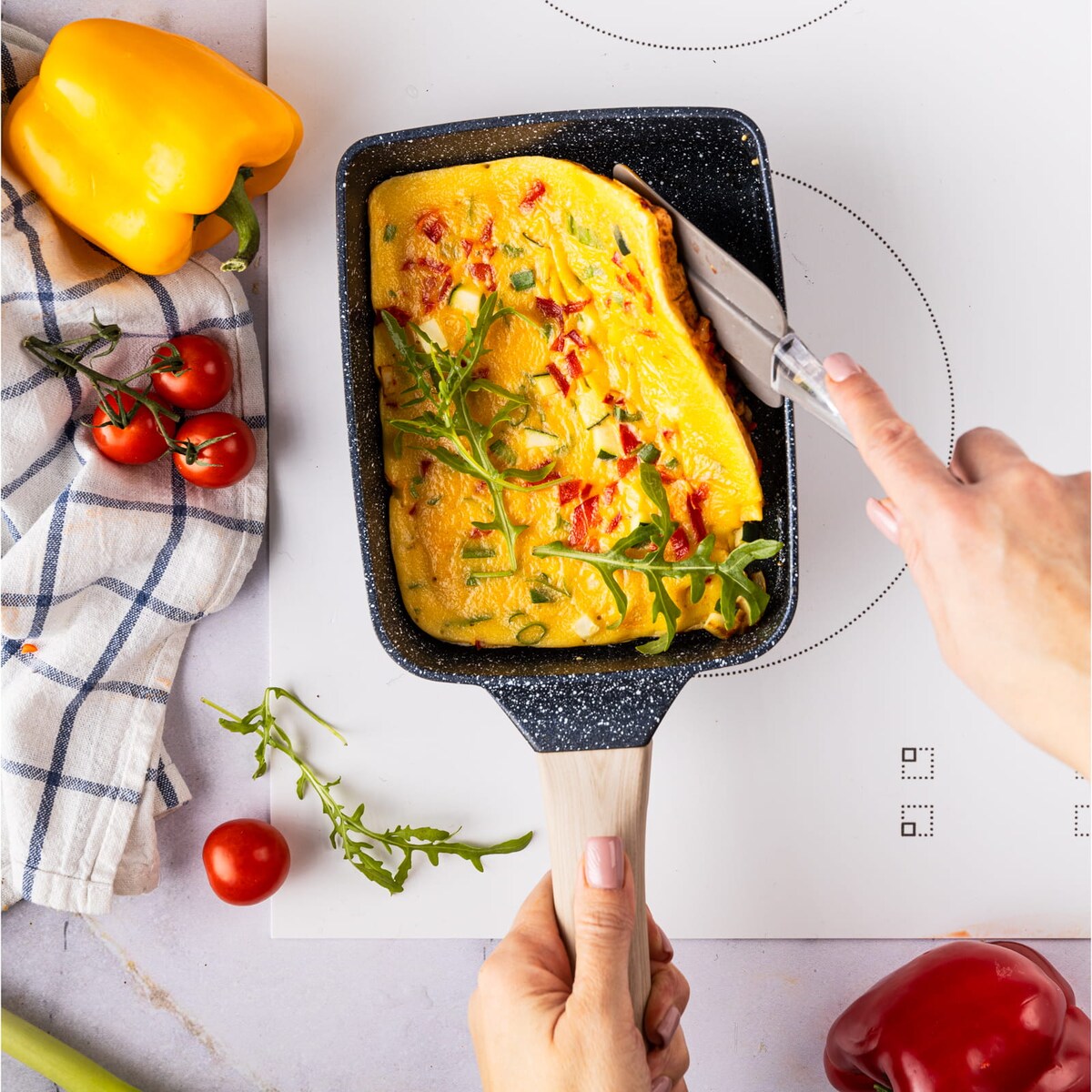 Patelnia tradycyjna marmurkowa prostokątna głęboka 18x14cm CZARNA KLAUSBERG