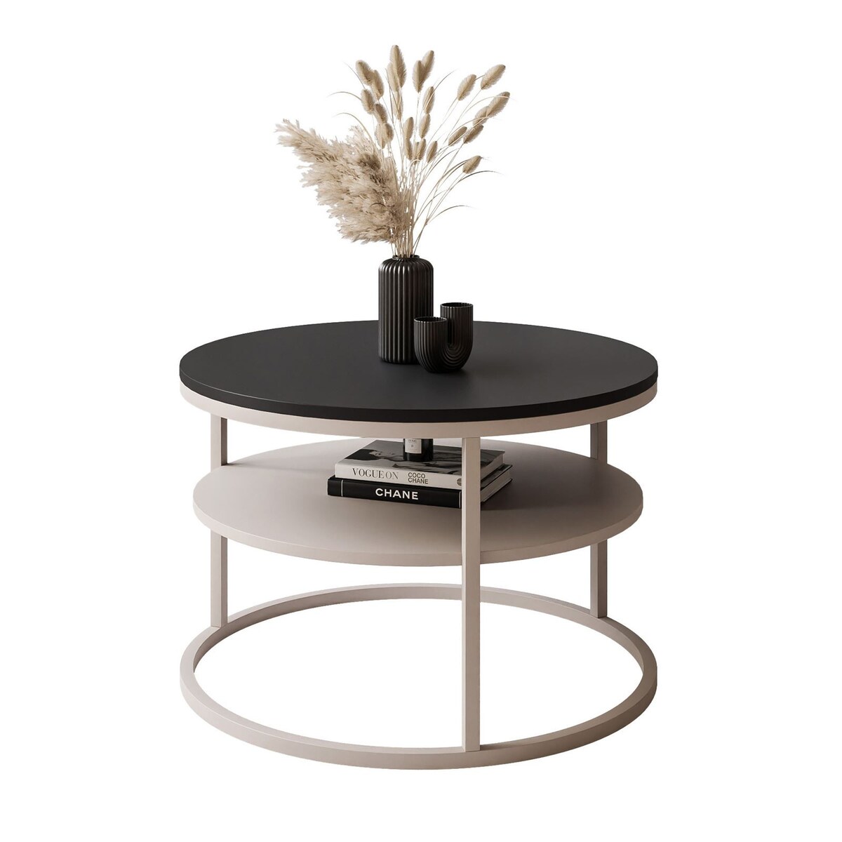 Stolik Kawowy CIRI SLIM z pólką kaszmir czarny mat