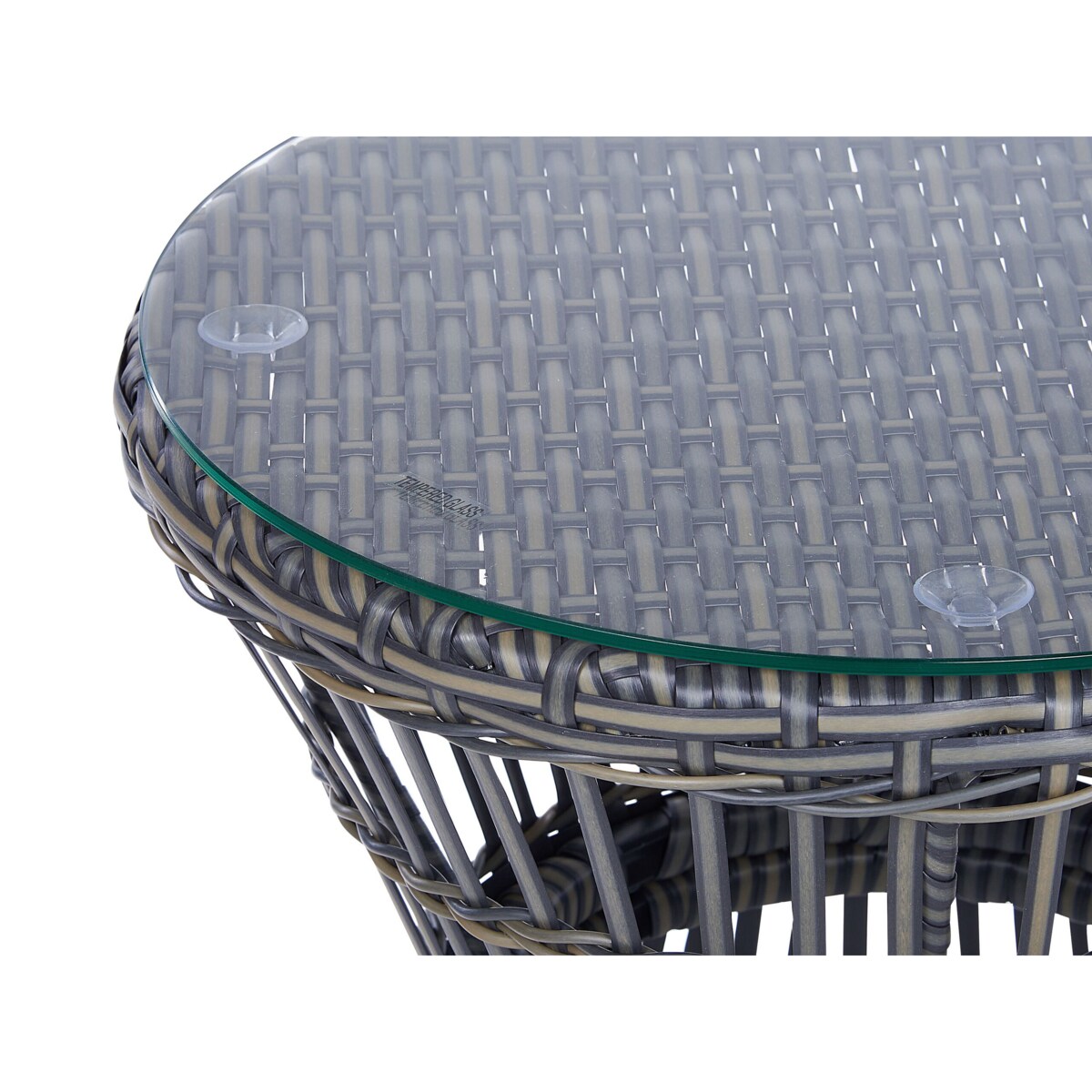 Zestaw mebli balkonowych z technorattanu beżowoszary MESYNA